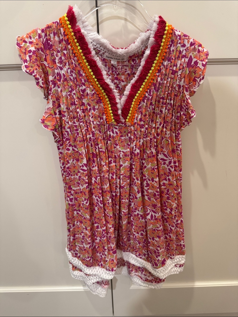 Poupette St Barth Girls Sasha Pink Net Dress Size 4